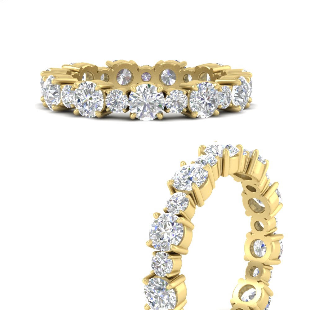 1.50 Ct. Asymmetrical Diamond Eternity Band with 14K Yellow Gold White Diamond
