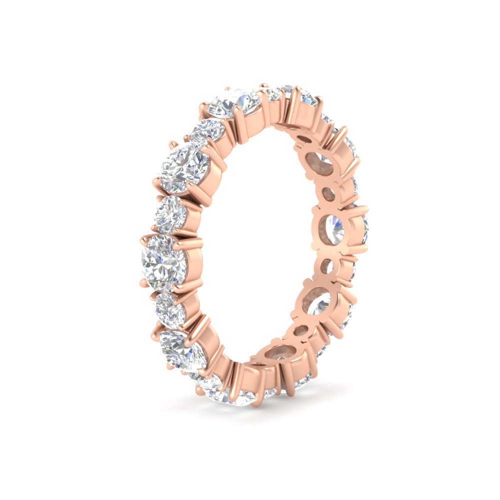 2 Carat Women Round Diamond Eternity Band with 14K Rose Gold White Diamond