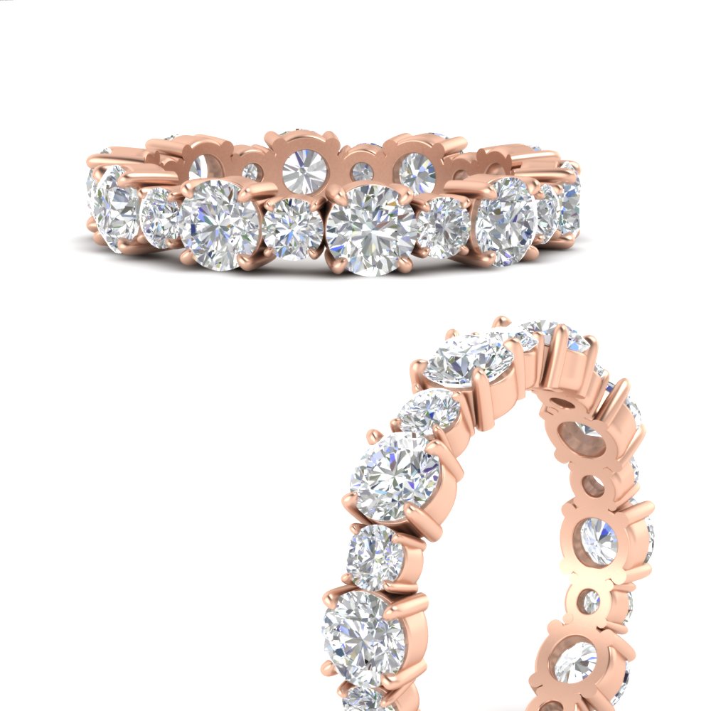 2 Carat Women Round Diamond Eternity Band with 14K Rose Gold White Diamond