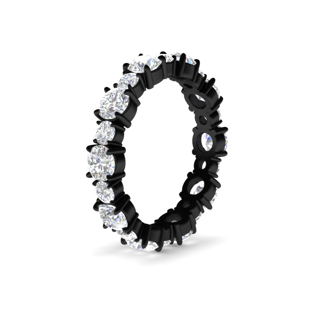 Women Round 2 Carat Diamond Black Gold Band with 14K Black Gold White Diamond