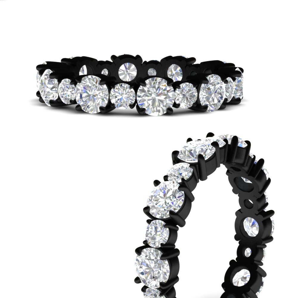 Women Round 2 Carat Diamond Black Gold Band with 14K Black Gold White Diamond
