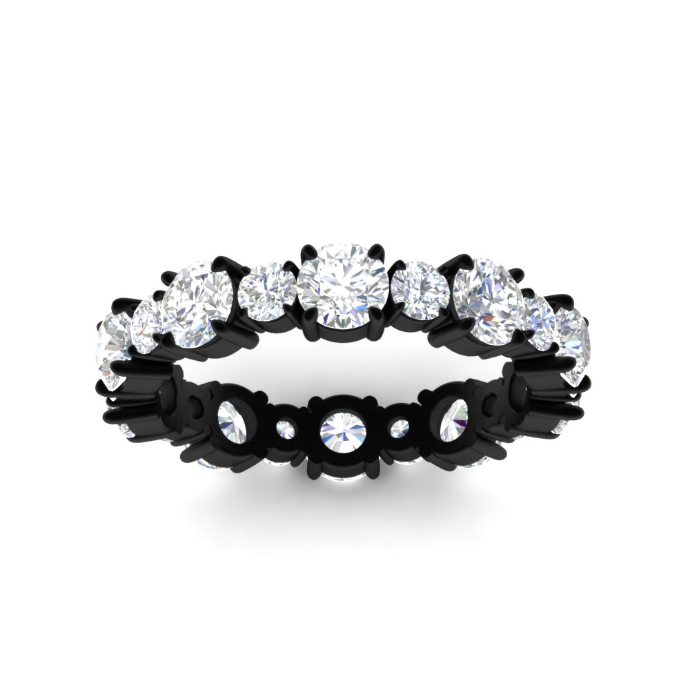Women Round 2 Carat Diamond Black Gold Band with 14K Black Gold White Diamond