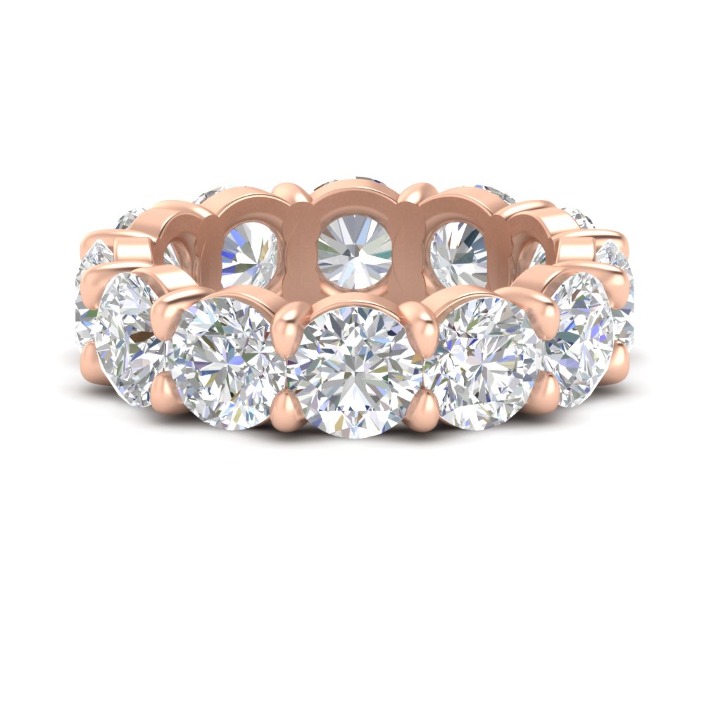 10 Carat Claw Prong Round Diamond Eternity Band with 14K Rose Gold White Diamond