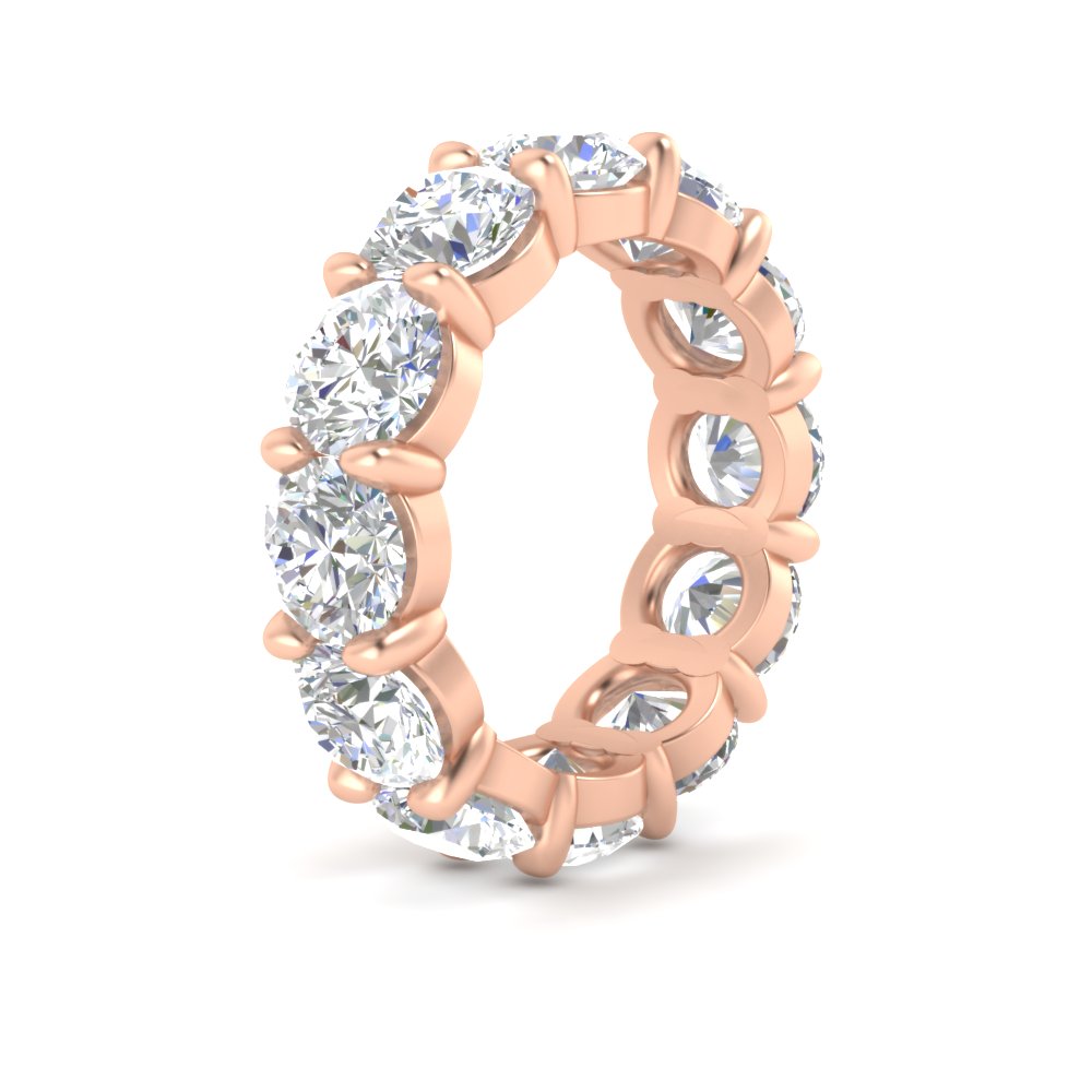 10 Carat Claw Prong Round Diamond Eternity Band with 14K Rose Gold White Diamond