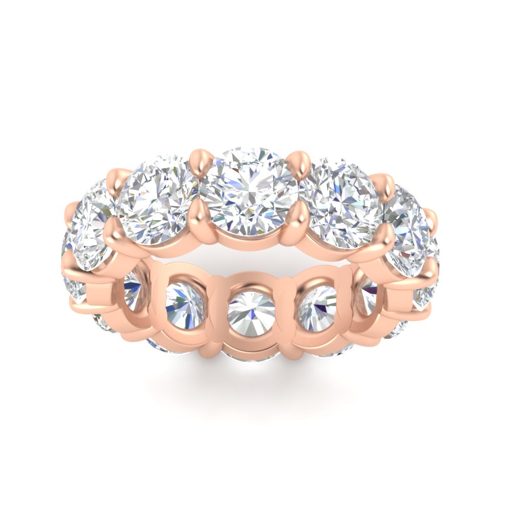 10 Carat Claw Prong Round Diamond Eternity Band with 14K Rose Gold White Diamond