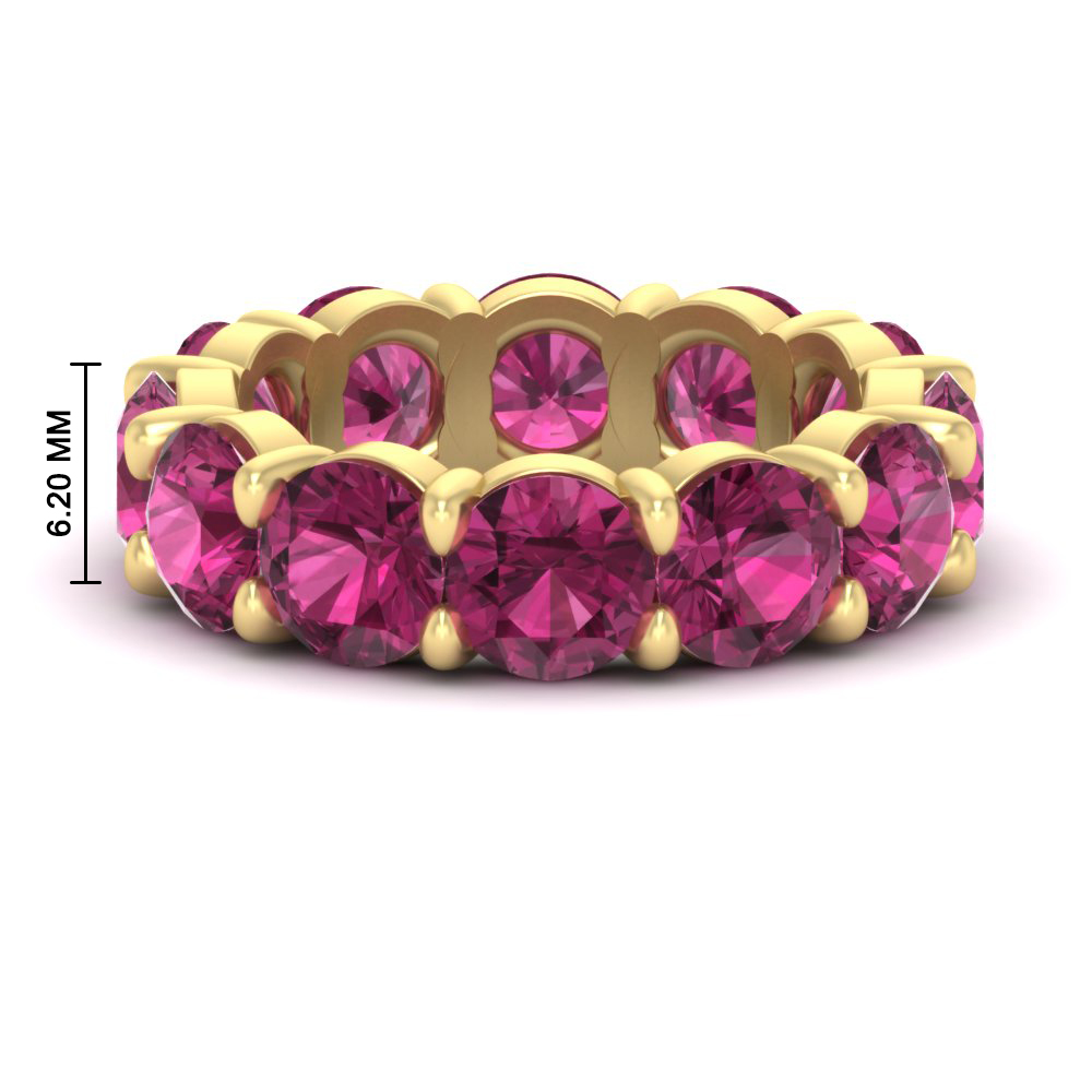 10 Carat Gemstone Eternity Band with 14K Yellow Gold Pink Sapphire