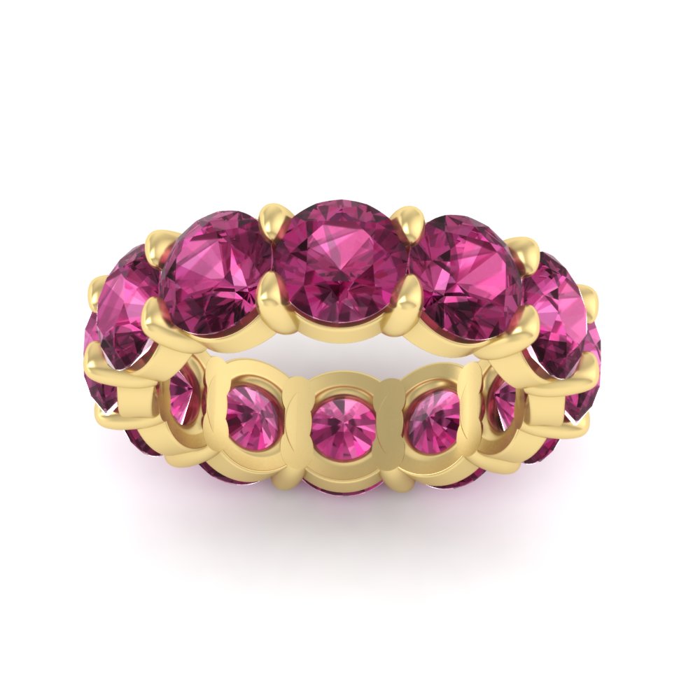 10 Carat Gemstone Eternity Band with 14K Yellow Gold Pink Sapphire