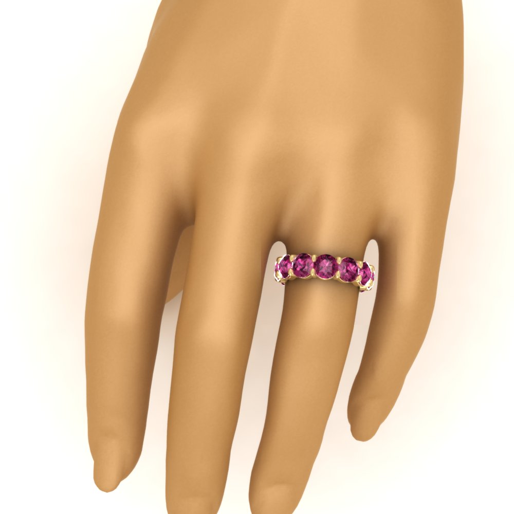 10 Carat Gemstone Eternity Band with 14K Yellow Gold Pink Sapphire