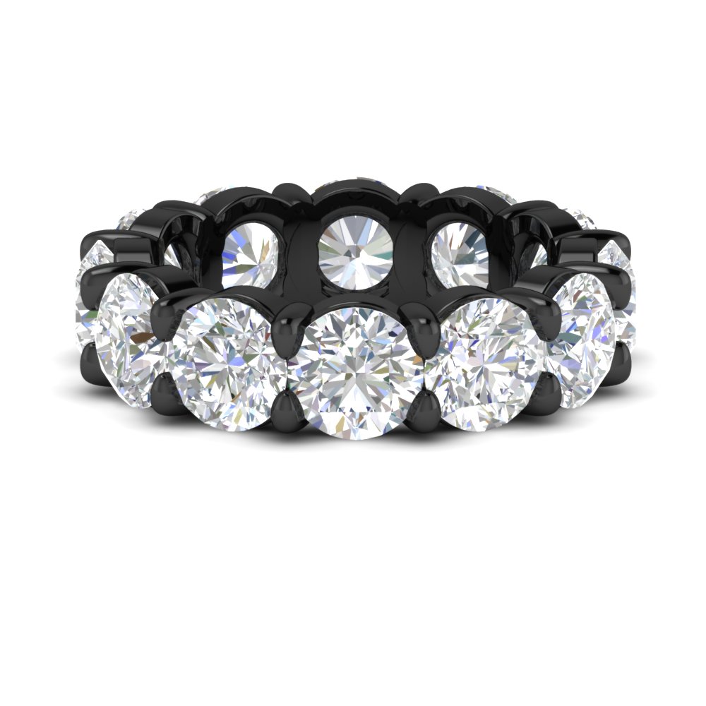 10 Carat Round Diamond Black Eternity Band with 14K Black Gold White Diamond