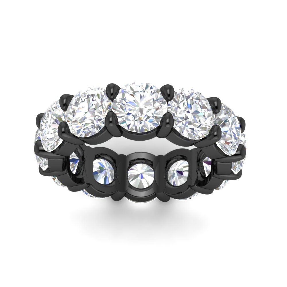 10 Carat Round Diamond Black Eternity Band with 14K Black Gold White Diamond