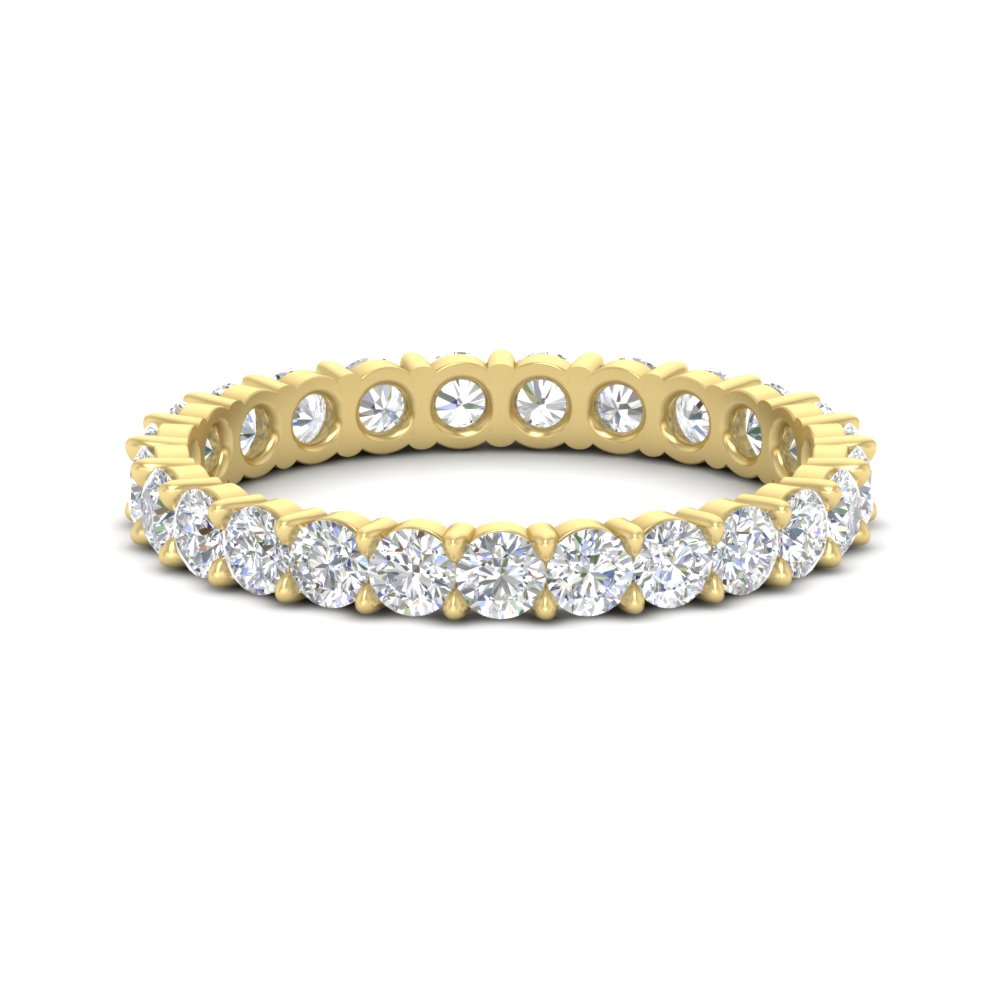 Eternity Band 3 Carat Diamond Colored Stone Ring with 14K Yellow Gold White Diamond