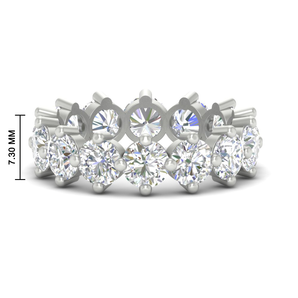 10 Carat Compass Round Eternity Diamond Band with 14K White Gold White Diamond