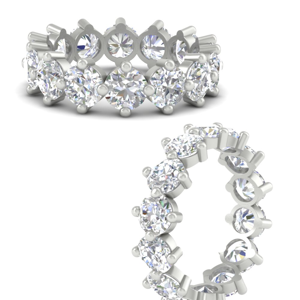 10 Carat Compass Round Eternity Diamond Band with 14K White Gold White Diamond