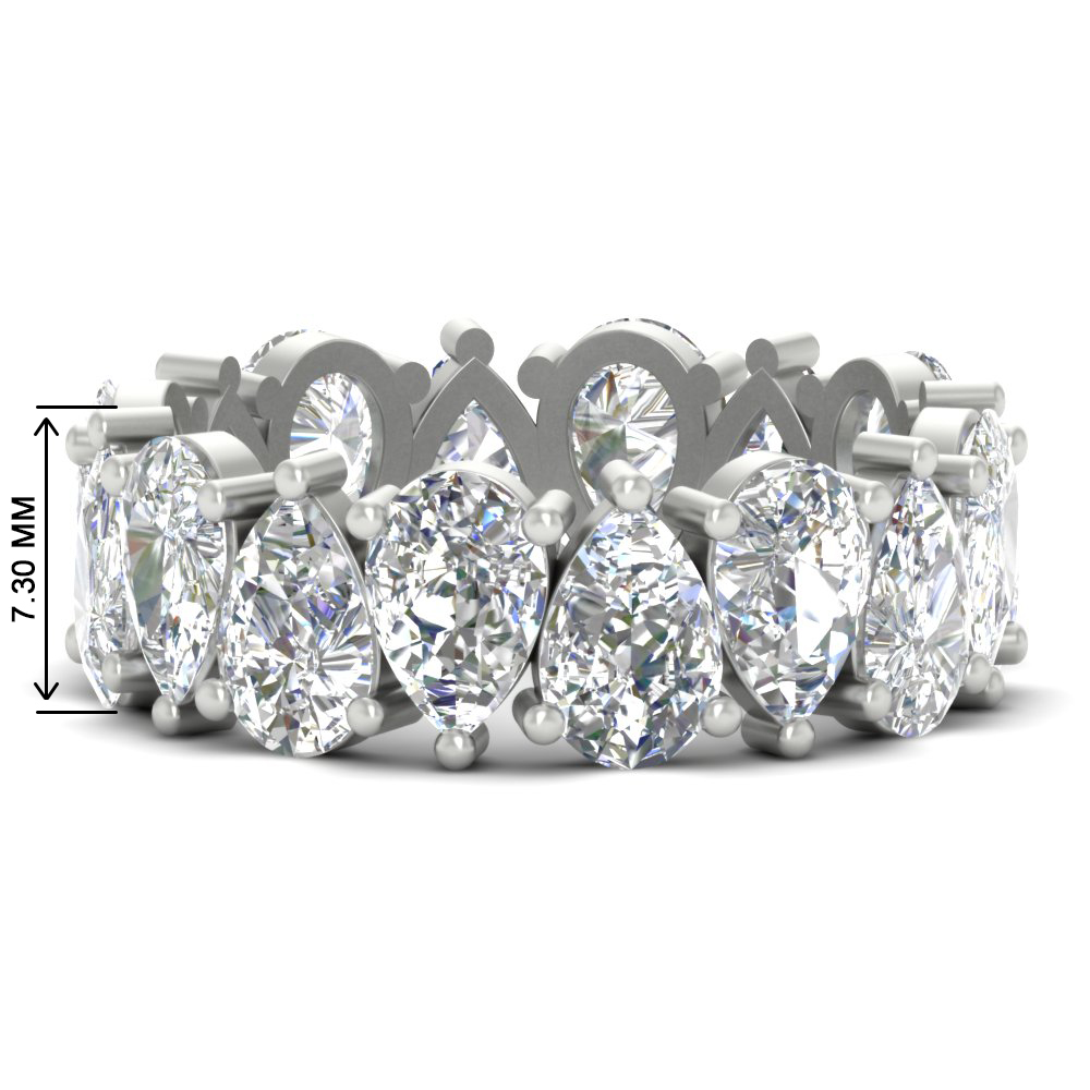 10 Carat Alternating Pear Shaped Diamond Eternity Band with 14K White Gold White Diamond