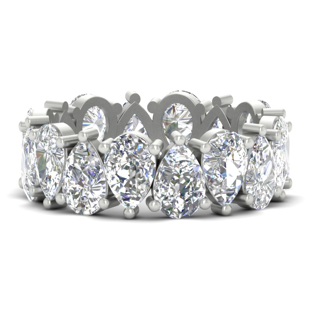 10 Carat Alternating Pear Shaped Diamond Eternity Band with 14K White Gold White Diamond