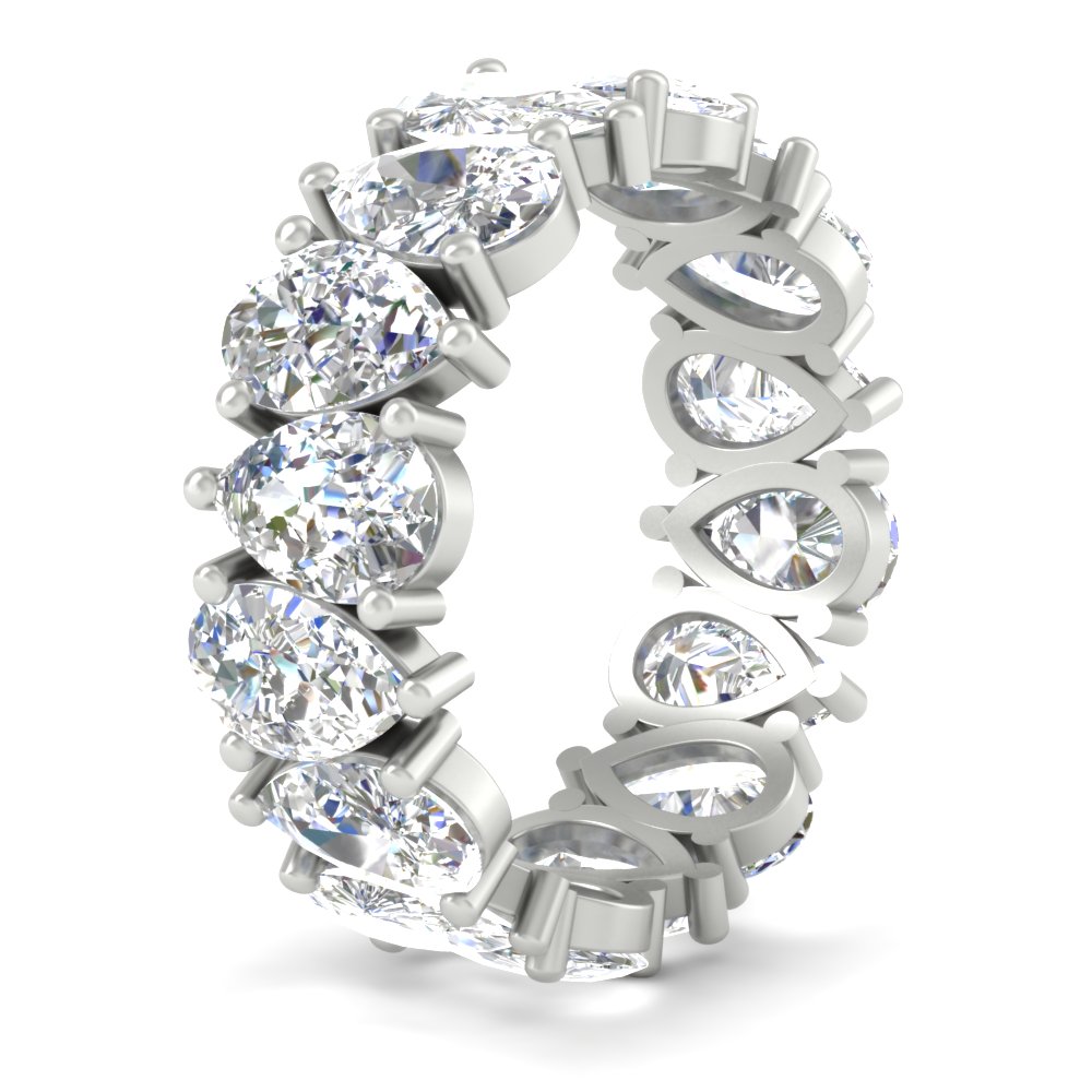10 Carat Alternating Pear Shaped Diamond Eternity Band with 14K White Gold White Diamond