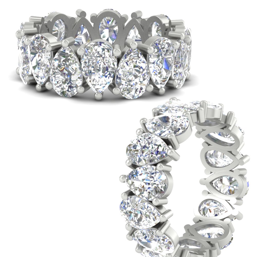 10 Carat Alternating Pear Shaped Diamond Eternity Band with 14K White Gold White Diamond