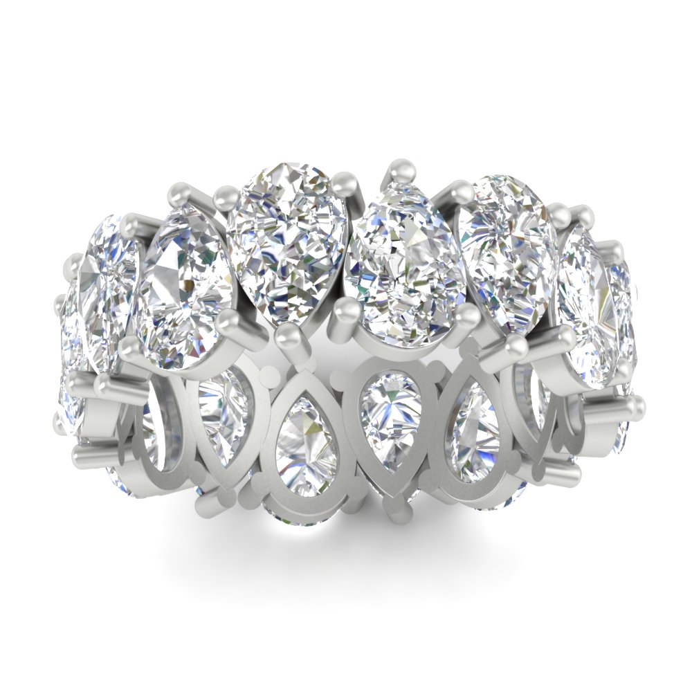 10 Carat Alternating Pear Shaped Diamond Eternity Band with 14K White Gold White Diamond
