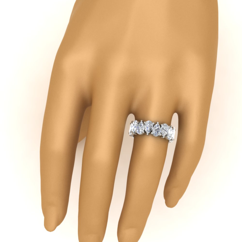10 Carat Alternating Pear Shaped Diamond Eternity Band with 14K White Gold White Diamond