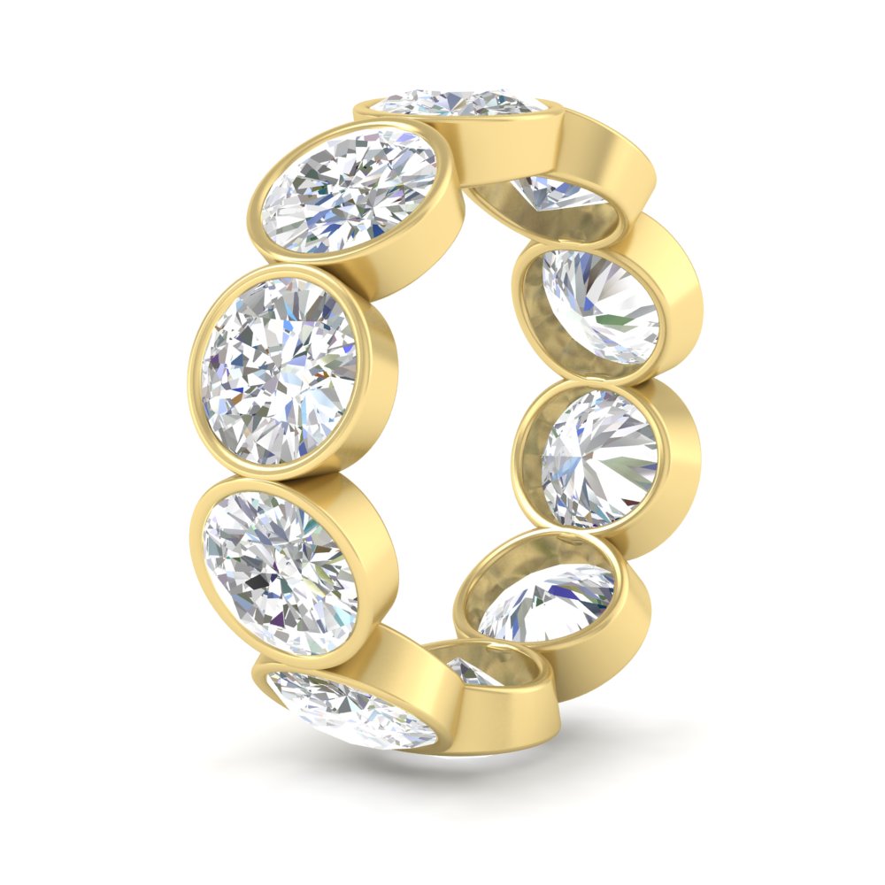 10 Carat Bezel Set Round Eternity Band with 14K Yellow Gold White Diamond