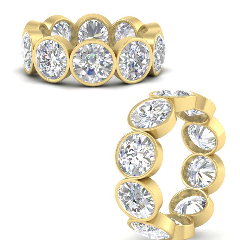 10 Carat Bezel Set Round Eternity Band with 14K Yellow Gold White Diamond