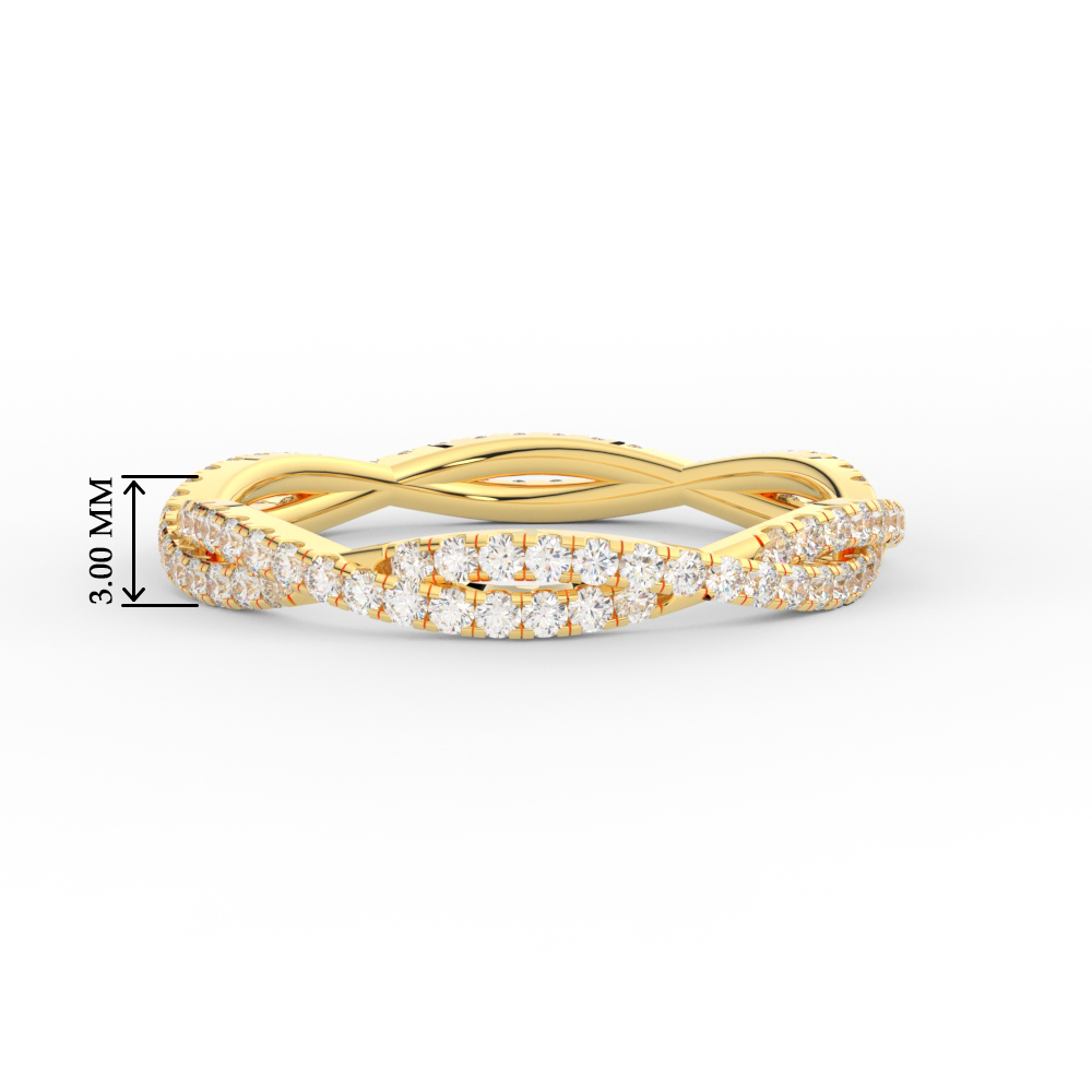 Modern Twisted Eternity Wedding Ring with 14K Yellow Gold White Diamond