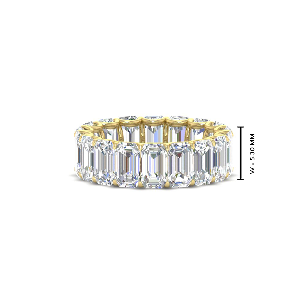 6 Carat Diamond Emerald Cut Eternity Band with 14K Yellow Gold White Diamond