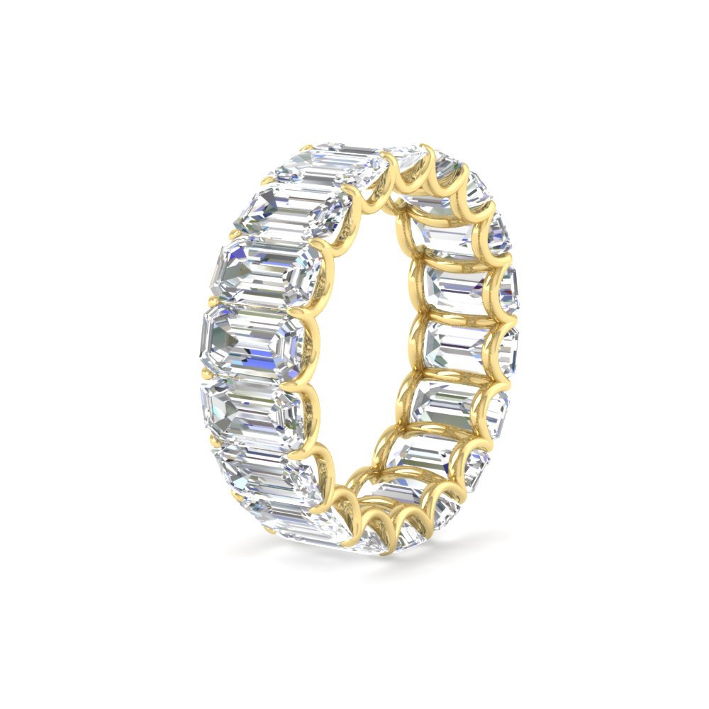 6 Carat Diamond Emerald Cut Eternity Band with 14K Yellow Gold White Diamond