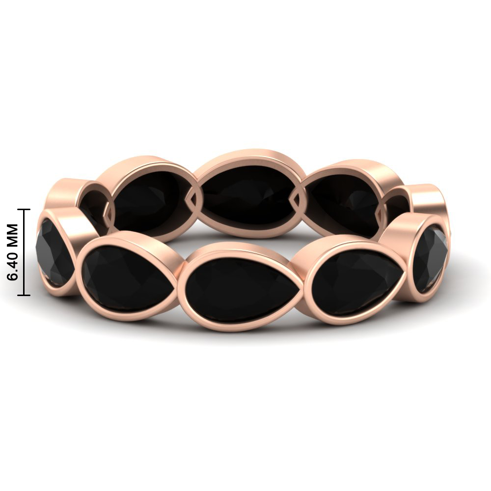 Pear Shape 10 Ctw Eternity Diamond Band with 14K Rose Gold Black Onyx