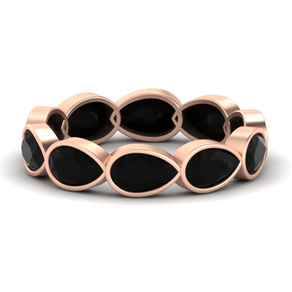 Pear Shape 10 Ctw Eternity Diamond Band with 14K Rose Gold Black Onyx