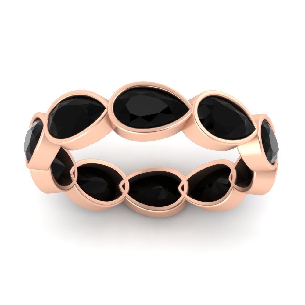 Pear Shape 10 Ctw Eternity Diamond Band with 14K Rose Gold Black Onyx