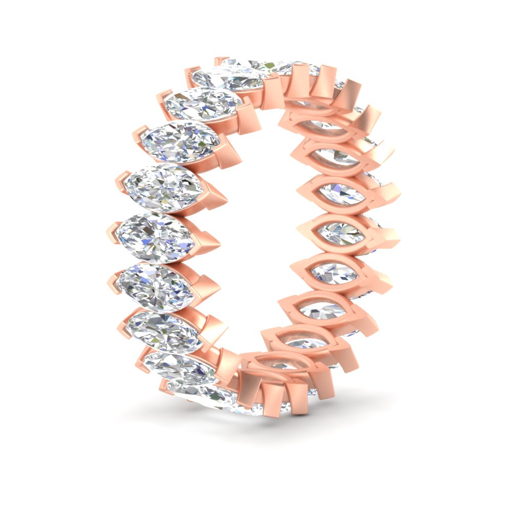 10 Carat Marquise Diamond Eternity Ring with 14K Rose Gold White Diamond