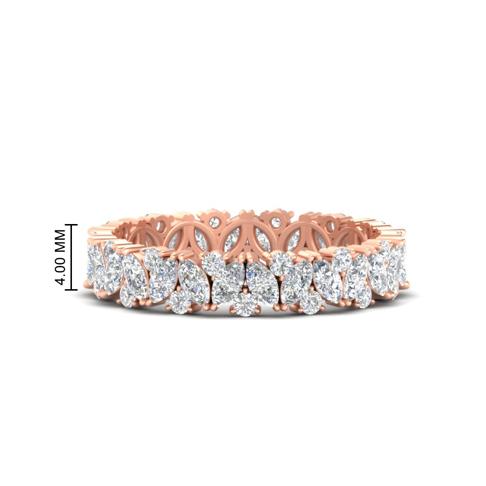 2 Carat Marquise And Round Eternity Diamond Band with 14K Rose Gold White Diamond