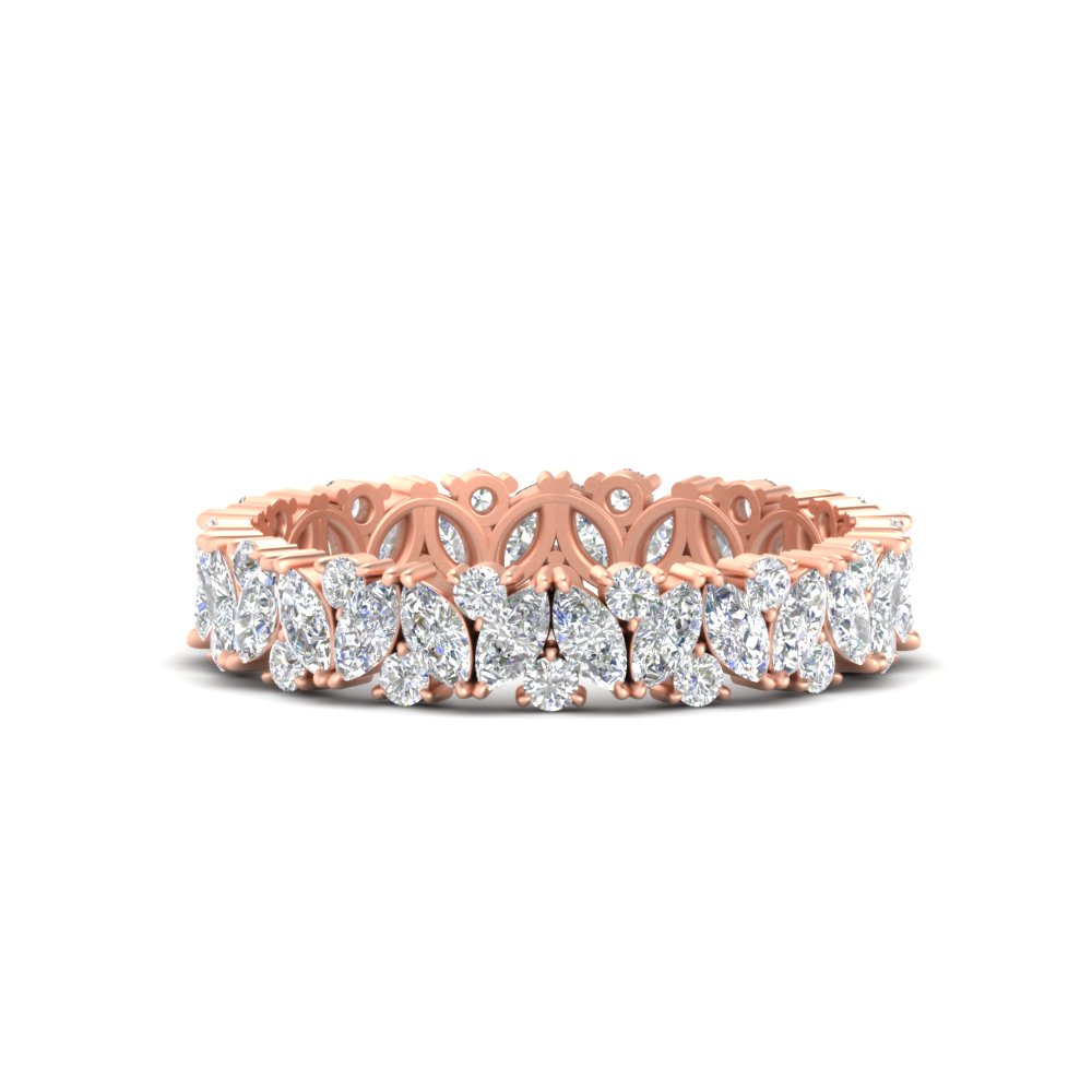 2 Carat Marquise And Round Eternity Diamond Band with 14K Rose Gold White Diamond