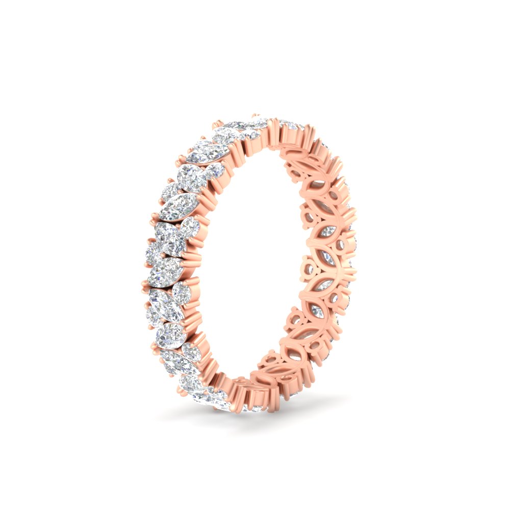2 Carat Marquise And Round Eternity Diamond Band with 14K Rose Gold White Diamond