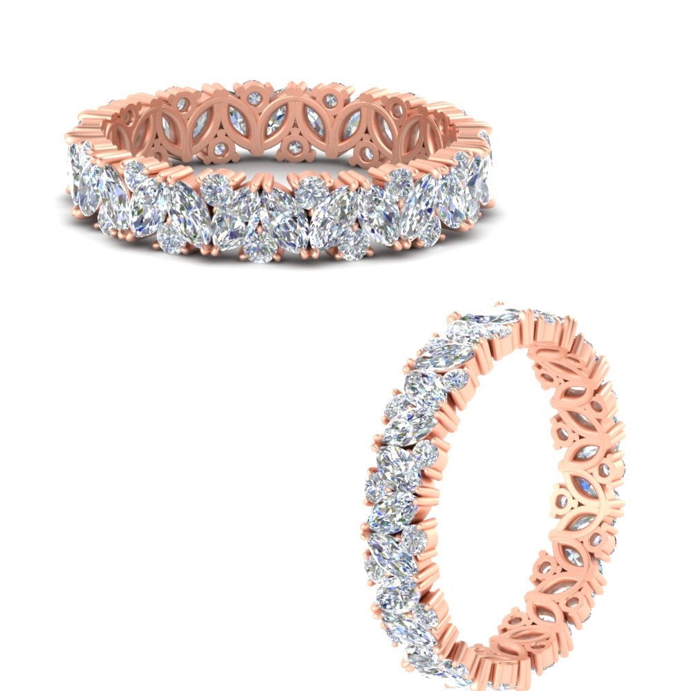 2 Carat Marquise And Round Eternity Diamond Band with 14K Rose Gold White Diamond