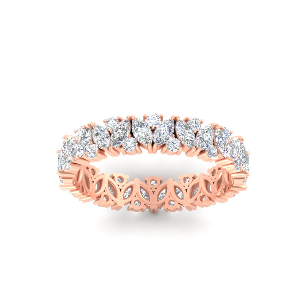 2 Carat Marquise And Round Eternity Diamond Band with 14K Rose Gold White Diamond