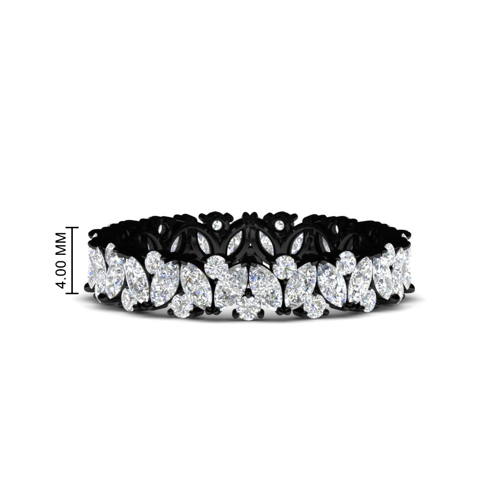 2 Carat Marquise And Round Eternity Diamond Black Band with 14K Black Gold White Diamond