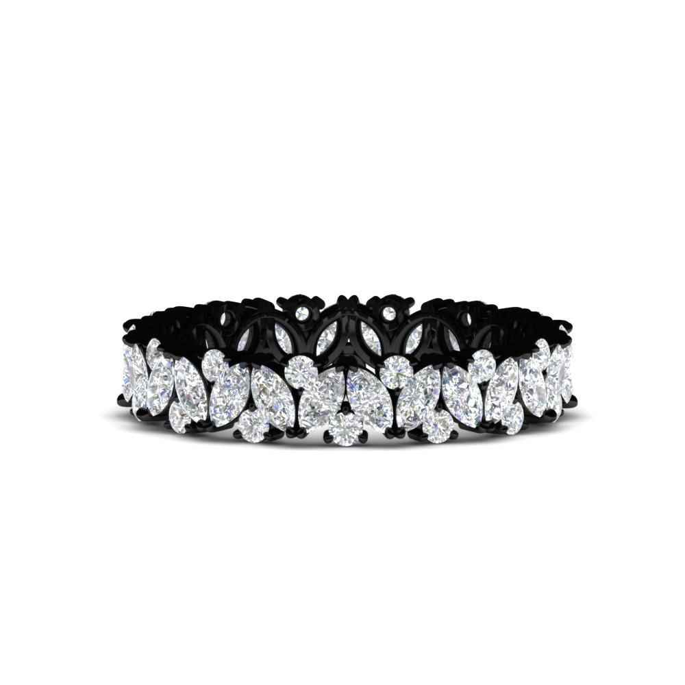 2 Carat Marquise And Round Eternity Diamond Black Band with 14K Black Gold White Diamond