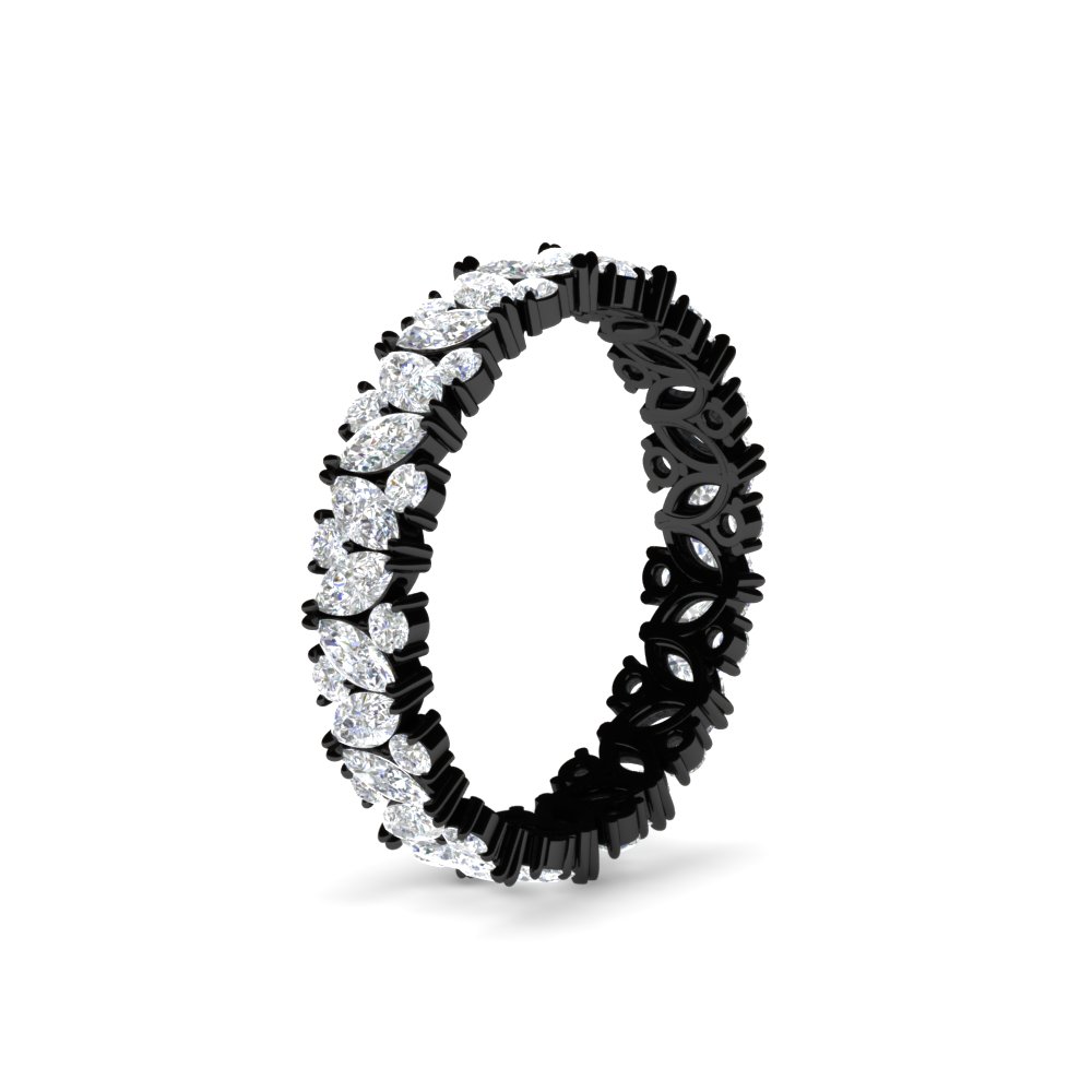 2 Carat Marquise And Round Eternity Diamond Black Band with 14K Black Gold White Diamond