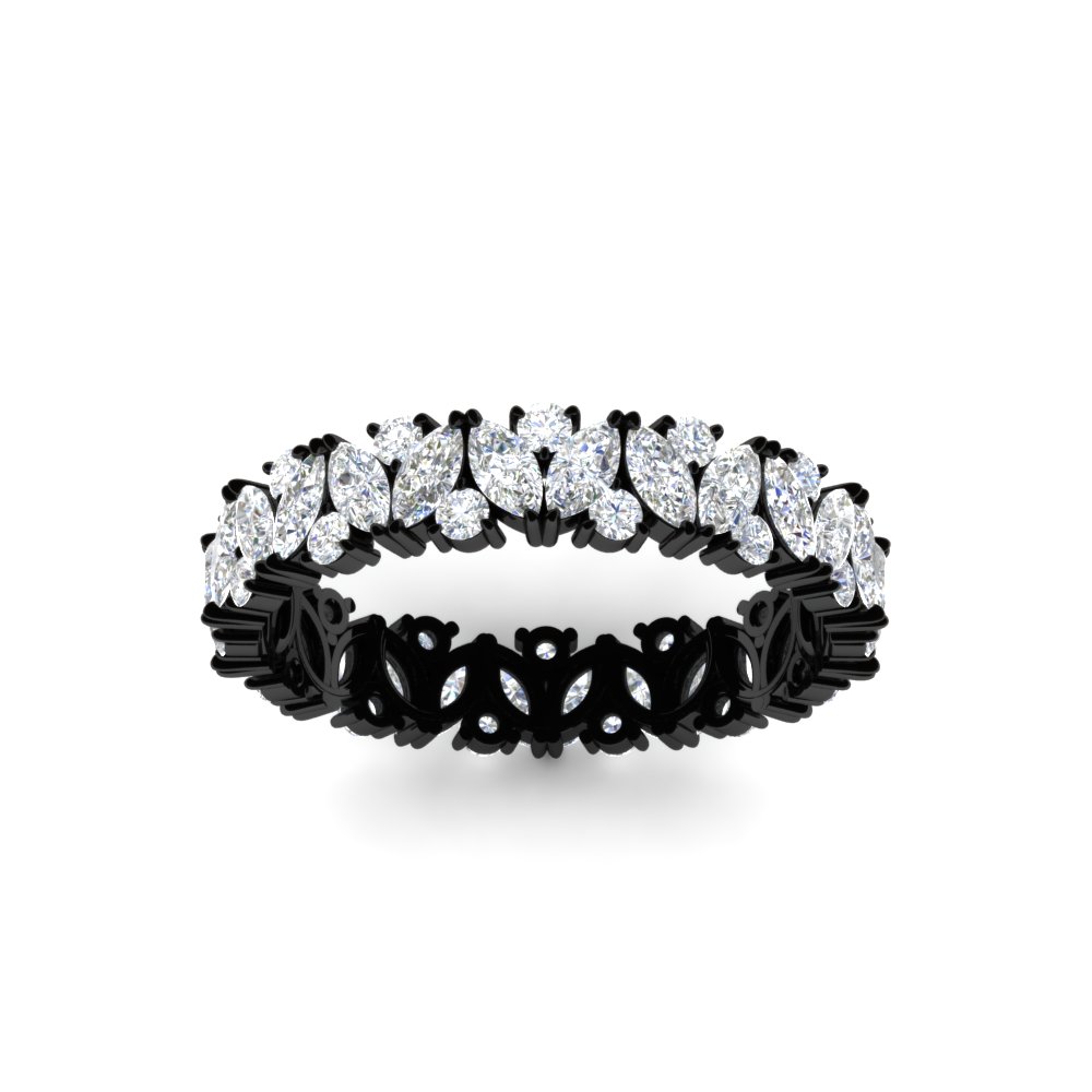 2 Carat Marquise And Round Eternity Diamond Black Band with 14K Black Gold White Diamond