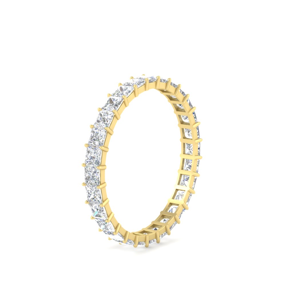 1.50 Carat Princess Cut Diamond Band Eternity with 14K Yellow Gold White Diamond