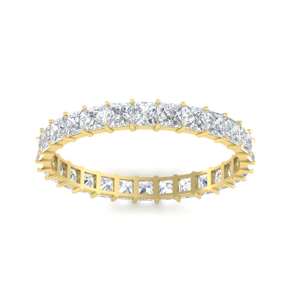 1.50 Carat Princess Cut Diamond Band Eternity with 14K Yellow Gold White Diamond