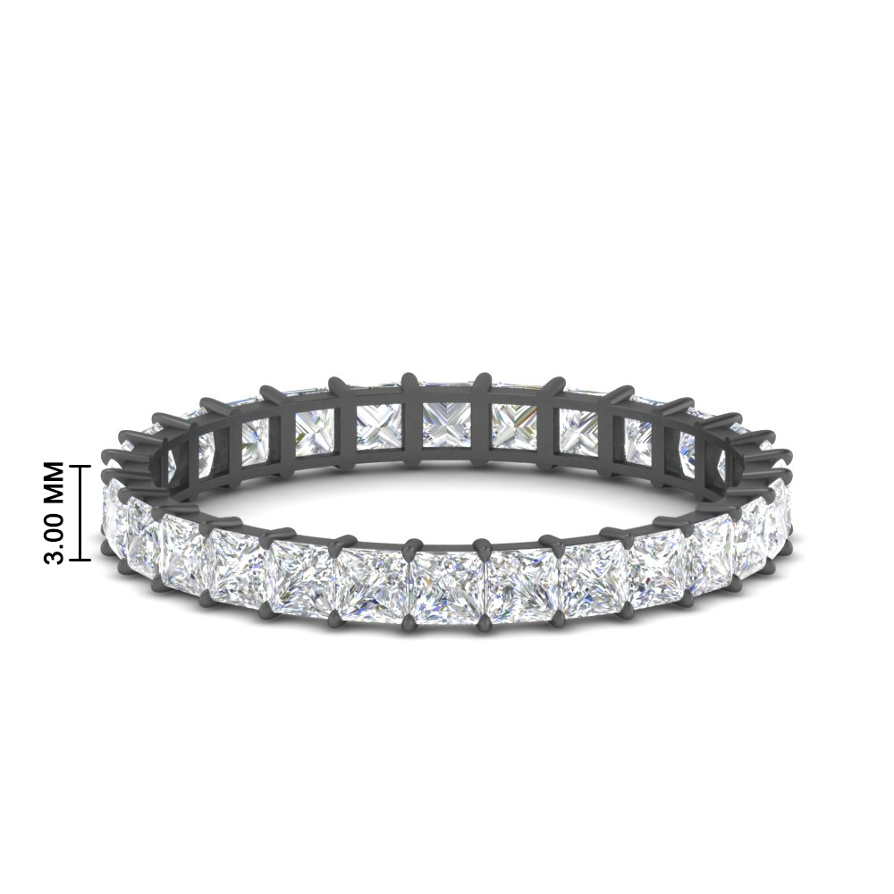 1.50 Carat Princess Cut Diamond Black Band Eternity with 14K Black Gold White Diamond