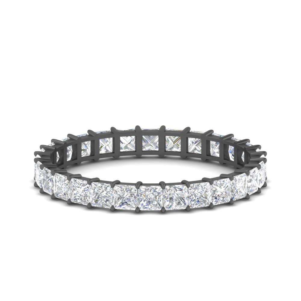 1.50 Carat Princess Cut Diamond Black Band Eternity with 14K Black Gold White Diamond
