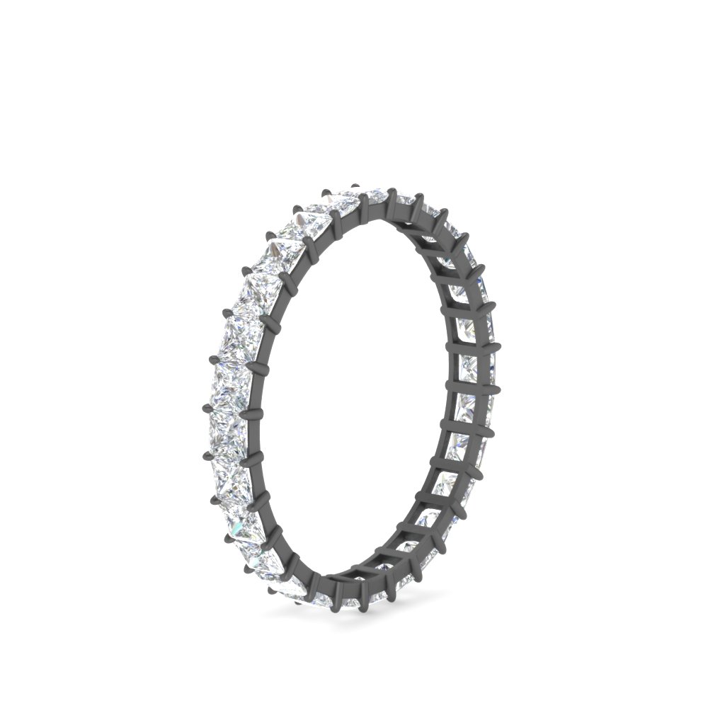 1.50 Carat Princess Cut Diamond Black Band Eternity with 14K Black Gold White Diamond
