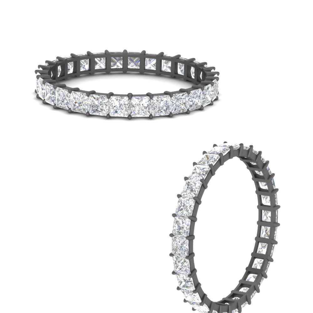 1.50 Carat Princess Cut Diamond Black Band Eternity with 14K Black Gold White Diamond