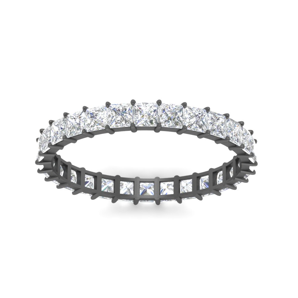 1.50 Carat Princess Cut Diamond Black Band Eternity with 14K Black Gold White Diamond