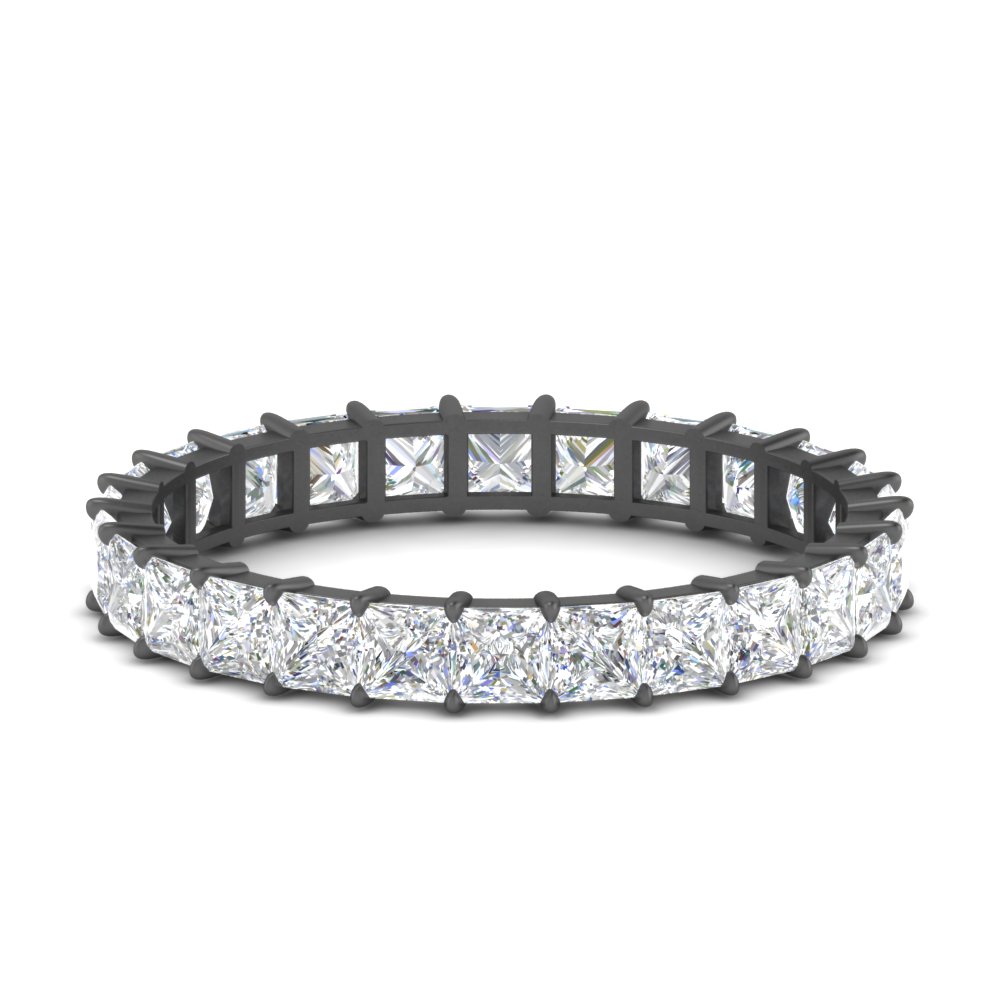 2 Carat Basket Set Square Diamond Full Black Band with 14K Black Gold White Diamond