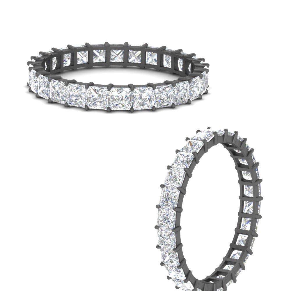 2 Carat Basket Set Square Diamond Full Black Band with 14K Black Gold White Diamond